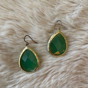 Emerald and Gold Tear Drop Earrings